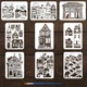 FINGERINSPIRE 9PCS Town and Village Architecture Stencils with 1Pc A4 size FINGERINSPIRE 9PCS Town and Village Architecture Stencils with 1Pc A4 size